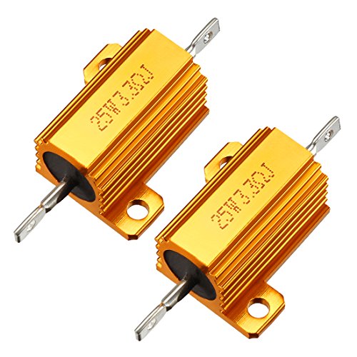 uxcell 25W 3.3 Ohm 5% Aluminum Housing Resistor Screw Tap Chassis Mounted Aluminum Case Wirewound Resistor Load Resistors Gold Tone 2 pcs