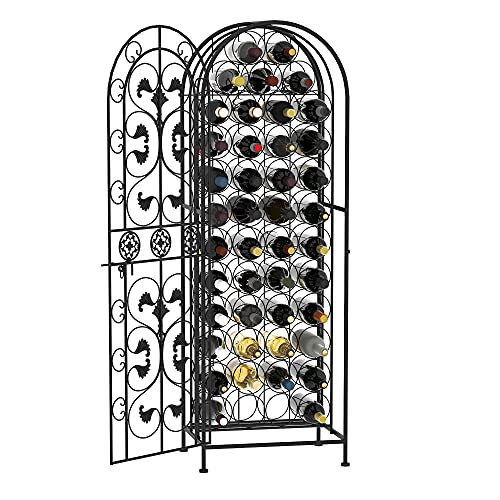 HomCom 45-Bottle Modern Wine Organizer Decorative Portable Wrought Iron Wine Rack Jail