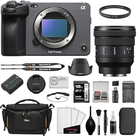 Sony FX3 Full-Frame Cinema Camera Bundle with FE PZ 16-35mm f/4 G Lens + 128GB Memory Card + Sony Battery + Battery Charger + Memory Card Reader + Camera Bag + Cleaning Kit (13 Items) Cover