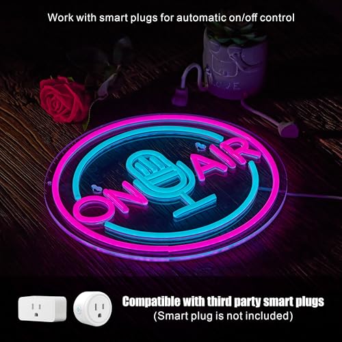 Image of On Air Neon Sign Live On Air LED Light for Streaming Gaming Recording Studio Decor Round On Air Light Up Signs for Influencers Streamers Gamers, USB Powered, 12.6 X 12.6 inchs