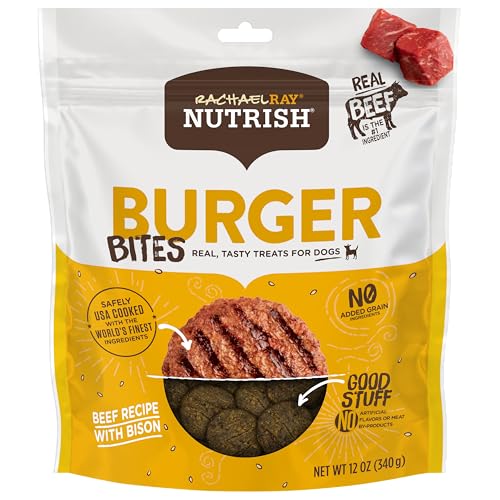 Rachael Ray Nutrish Burger Bites Dog Treats, Beef Recipe With Bison, 12 oz. Pouch