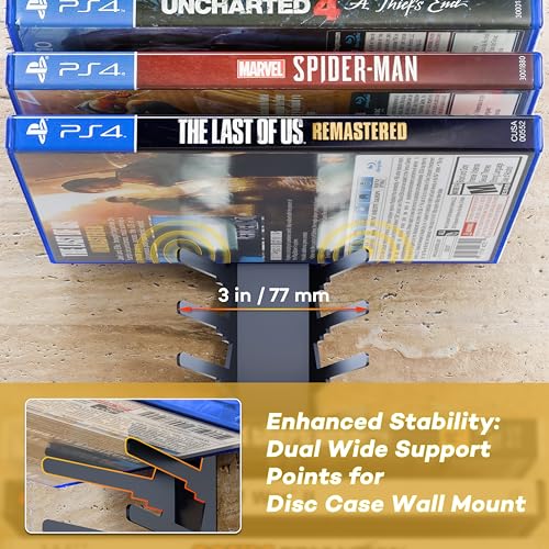 Image of Funturbo Video Game Storage Wall Mount Game Case Holder, Metal Wall Mounted Media Storage Shelves for PS, Xbox, Switch Game Organizer (8-Pack)