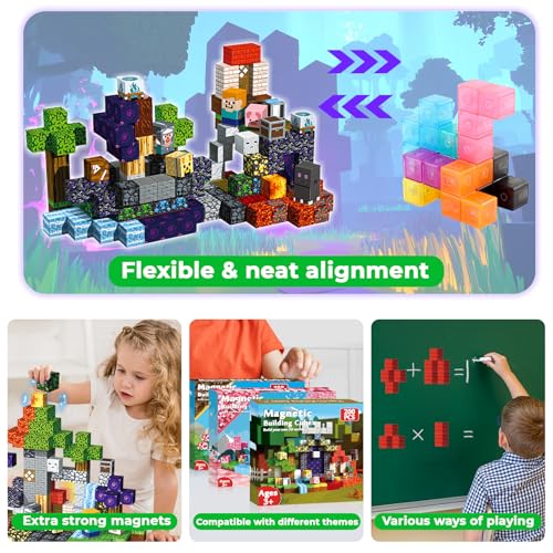 Image of Magneverse 200 PCS 0.8in Magnetic Blocks - Magnet Toys for Kids, Magnetic Building Blocks Cubes, Stacking Magnets, School STEM Toys Birthday Gifts for Boys and Girls Age 3+ Years Old (Theme: Portal)