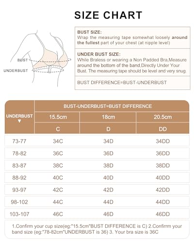 Svmer Push Up Lace Bra for Women Underwire Plus Size Comfortable Brassiere White 44DD - Image 5