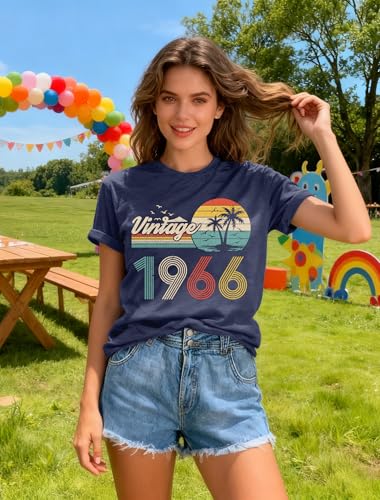 Image of 50th Birthday Gift for Women Vintage 1975 T Shirts Retro Graphic Birthday Shirt Casual Letter Print Short Sleeve Tee Tops