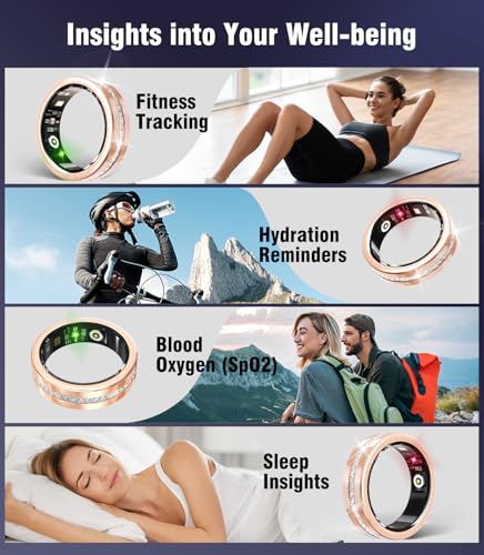 Image of 10 Gen Diamond Smart Ring and Wireless Charging Case【Industry Ranking No.1 - 0 Measurement Error】 2026 Smart Ring for Women & Men for Sleep Tracking Wearable Device,Fitness Ring【Gold 8#】