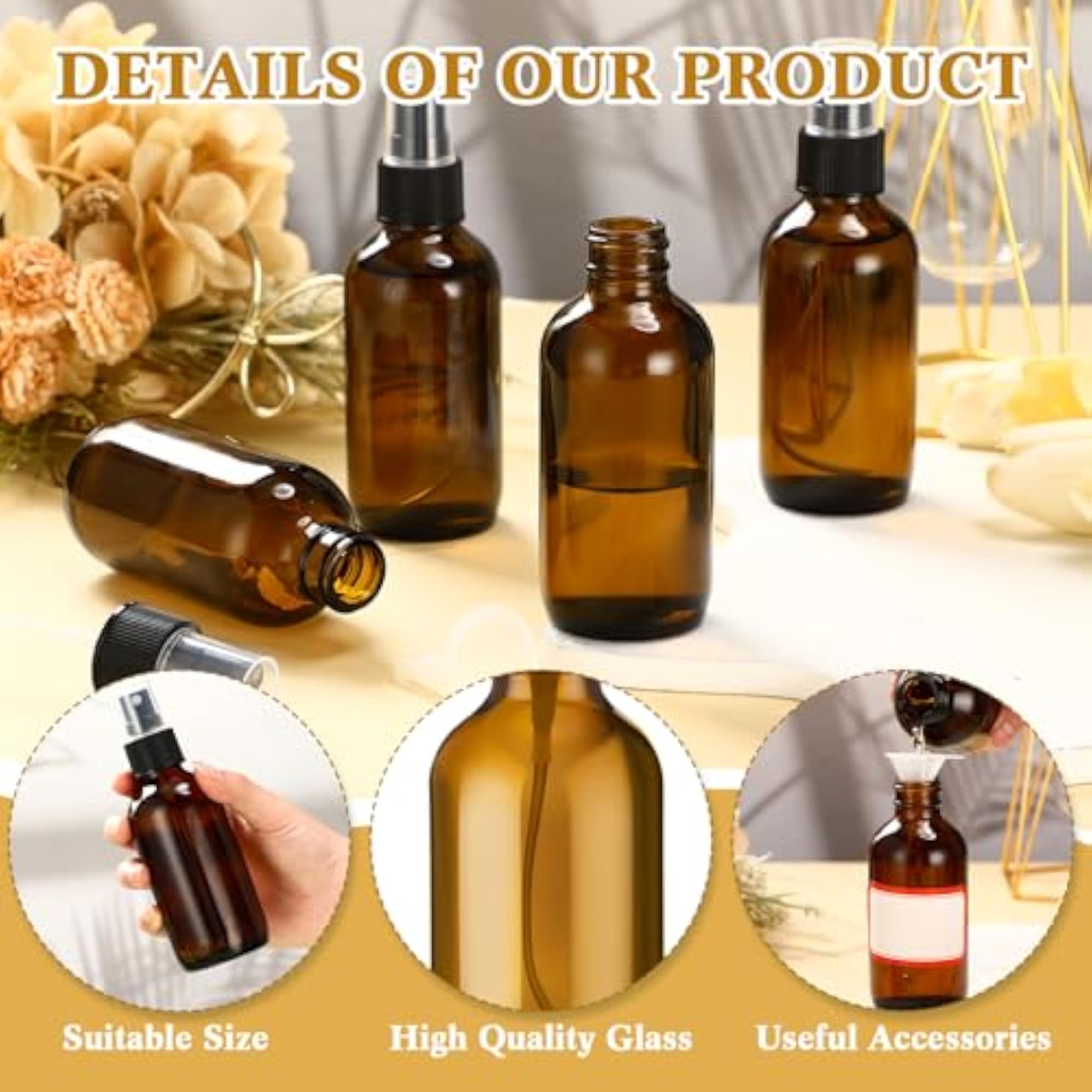 2 Pcs Glass Spray Bottles 4oz Fine Mist