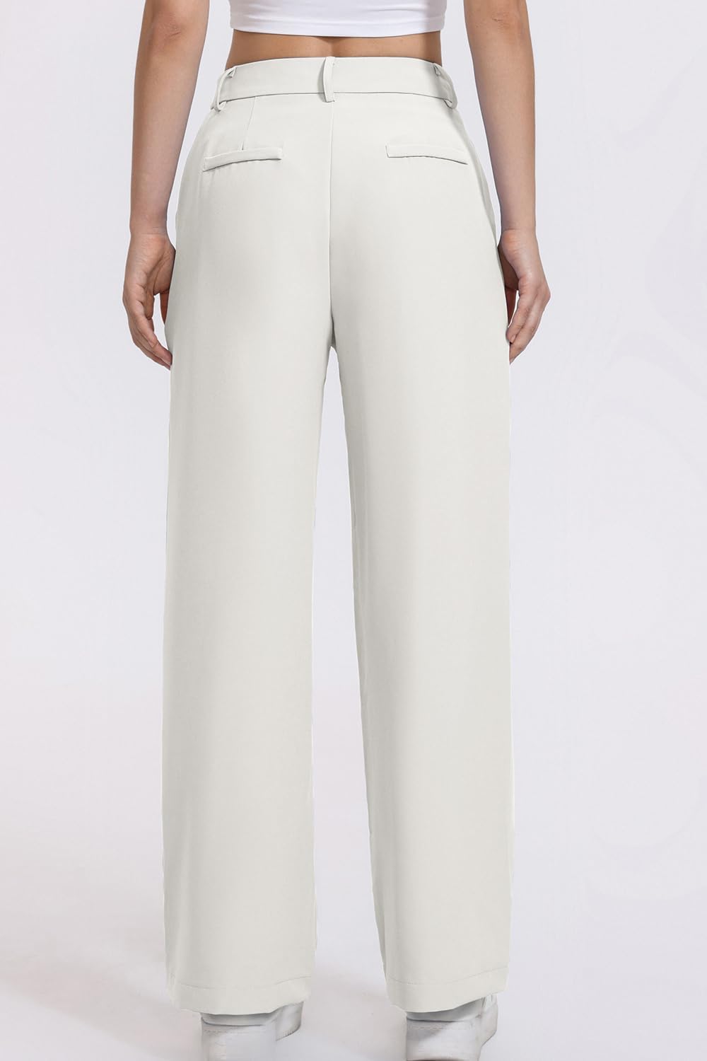 QINSEN Wide Leg Dress Pants for Women High Waisted Wrinkle Free Work Pants with Pockets Casual Slack - Image 2