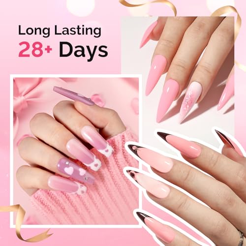 Image of MelodySusie Gel Nail Polish Kit with UV Light P-ART06F- Popular Color Gel with Builder and Baser &Glossy Top Coat Soak Off Includes Nail Art Tools Nail Art Gift for Women & Girls