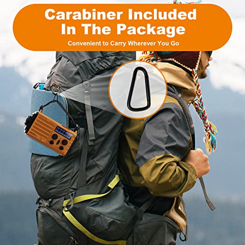 Tragbare Solar Radio, Notfall Radio mit Kurbel, Dynamo Wetter AM/FM/SW Radio, 5000mAh Wiederaufladbare Powerbank, Typ C Anschluss, LED Taschenlampe&Leseleuchte, SOS Alarm, Kompass für Camping Outdoor