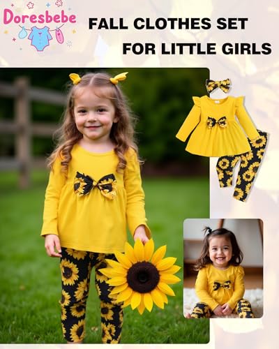 Image of Doresbebe Baby Girl Clothes Toddler Girl Outfits Infant Girl Summer Clothes for Girl Ruffle Shirt Pants+Cute Headband 3PCS