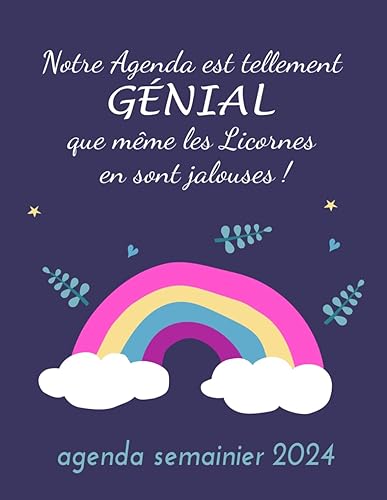 Agenda 2024 semainier Licorne: Agenda Semainier Amoureux licorne Grand Planificateur 2024 Semainier | 1 Semaine 2 pages janvier 2024 - décembre 2024 | Agenda A4 Pour filles