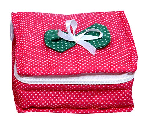 Image of Kuber Industries Cotton Jewellery Pouch Cum Makeup Organiser Kit Set 2 Piece (Pink)
