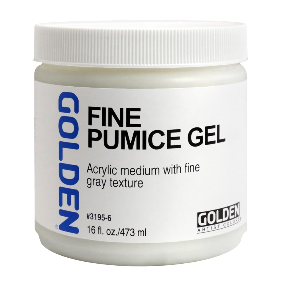 Fine Pumice Gel by GOLDEN, 16 fl. oz. Jar, Professional Acrylic Gel Medium, Transparent