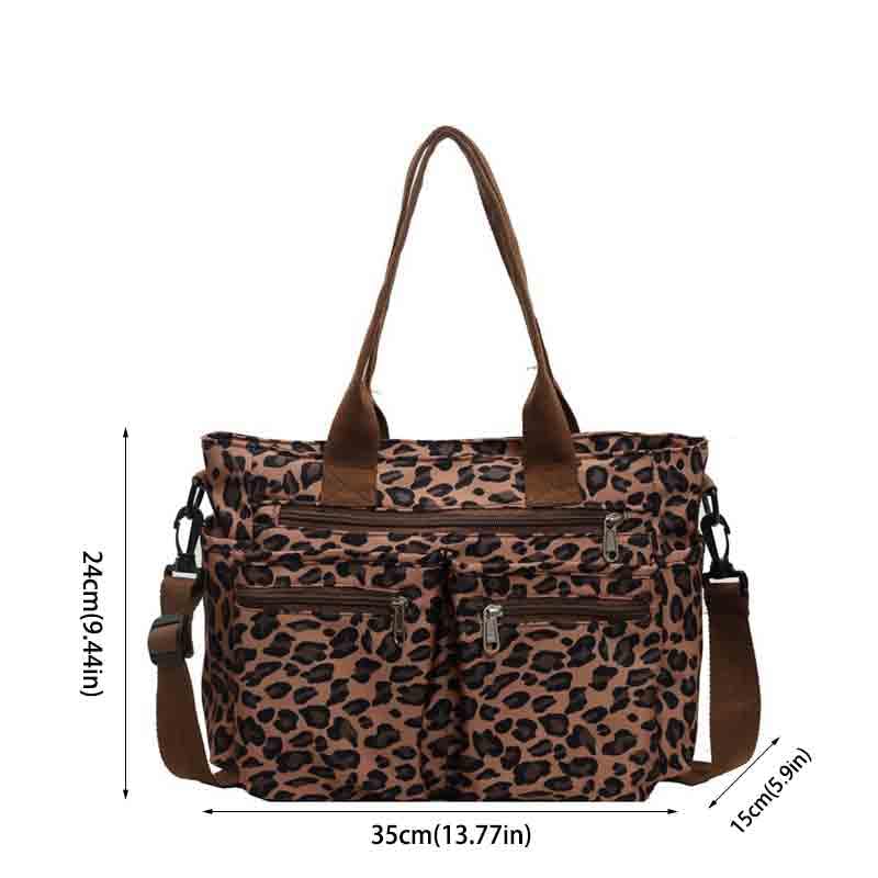 Bolso tote grande estampado leopardo para mujer miniatura 7