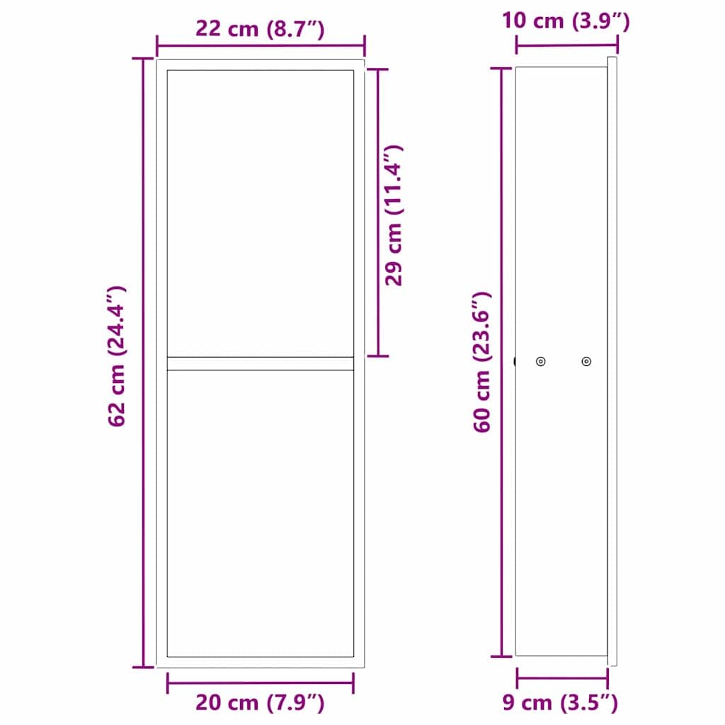 Fengshui Aneks prysznicowy biały 60 x 20 x 9,5 cm stal szlachetna