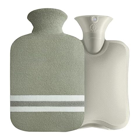 Moyad Hot Water Bottle, 2L Hot Water Bottles with Knitted Cover, Large Hot Water Bag for Cold and Hot Compress, 'Hot Water Bottle' for Pain Relief, Neck and Shoulder, Gift for Women Men Kids, Green Cover