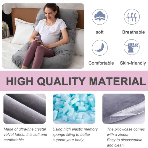 TaiBest Schwangerschaftskissen aus geschreddertem Memory-Schaum zum Schlafen, Mutterschaftskissen...