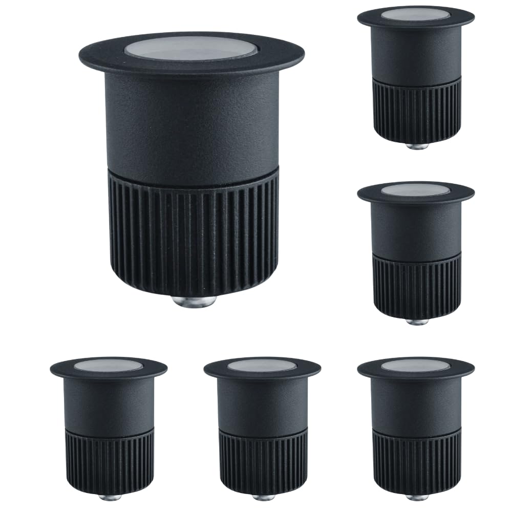 6er Set LED Bodeneinbaustrahler 5W 300lm 3000K Warmweiß - Ø 65x80mm - IP67 - Aluminium - befahrbar bis 2t - 230V Bodeneinbauleuchte Außenleuchte Bodenspot - schwarz