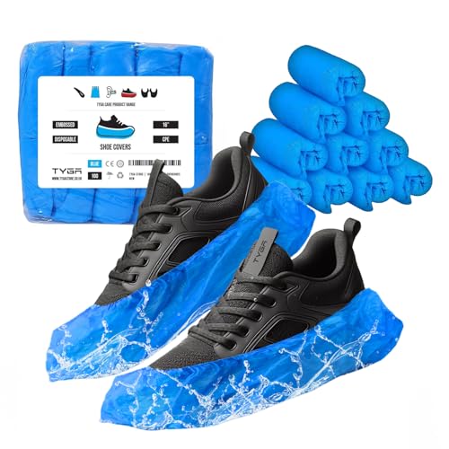 TYGA STORE (100 Piezas Cubrezapatos Desechables   Plástico Azul, Antideslizante, A Prueba de Polvo, Cubrezapatos Impermeables   Alfombra, Piso, Lluvia, Seguridad, Ciclismo, Cubierta Fuerte para Pies