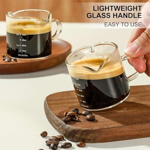Set de 2 vasos medidores espresso con doble pico y asa miniatura 3