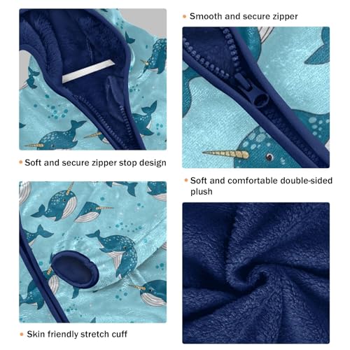 CHIFIGNO Cartoon Whales Blue Toddler Boy Winter Jacket Thick Fall Jacket for Boy 3T3