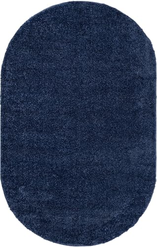 Alfombra Ovalada Azul Marino 3'3" x 5'3" Rugs.com miniatura 2