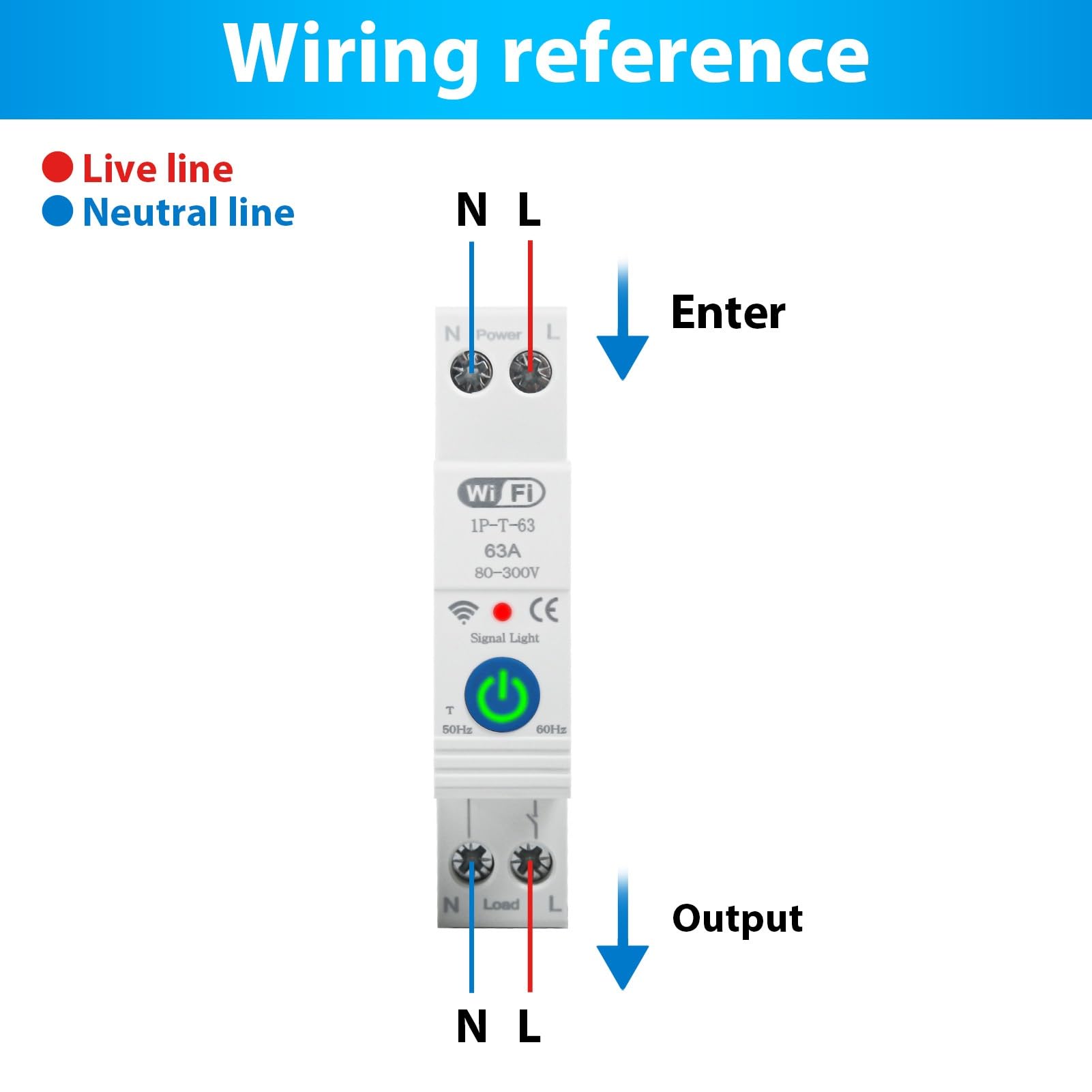 Jadeshay Tuya WiFi Disyuntor Inteligente,1P 63A 230VAC Interruptor WiFi con 3 Modos de Temporización Compatible con Control Remoto via Tuya y Smart Life App,Control de Voz via Alexa Google Assistant