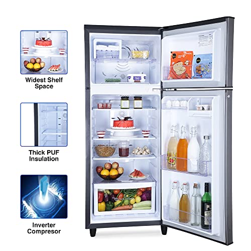 Image of Godrej 255 L 2 Star Inverter Frost-Free Double Door Refrigerator Appliance with Jumbo Vegetable Tray (RF EON 255B 25 HI TH ST, Thunder Steel, 2022 Model)