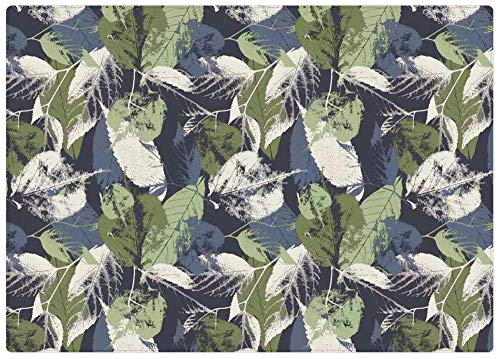 Premium Stylish Foam Play Mat | Cushy-Soft & Thick | Easy-to-Clean, Hypoallergenic, Non-Toxic, Pet-Friendly | One Piece - Large Navy Leaves