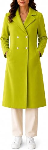 Ladies Lime Double Breast Melton coat