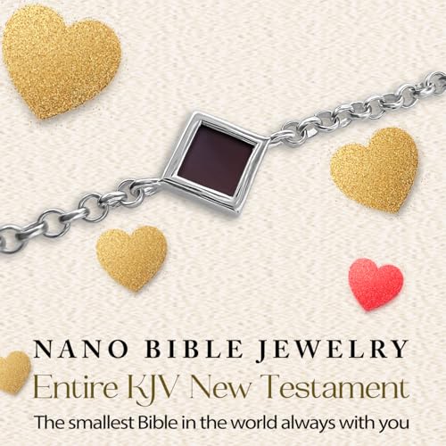 Smallest Nano Bible Christian Charm Bracelet - Tiny Square Rhombus for Women with Entire KJV New Testament Holy Scriptures on 0.2" Microchip, Religious Jewelry for Her, 6.5+2" Extension3