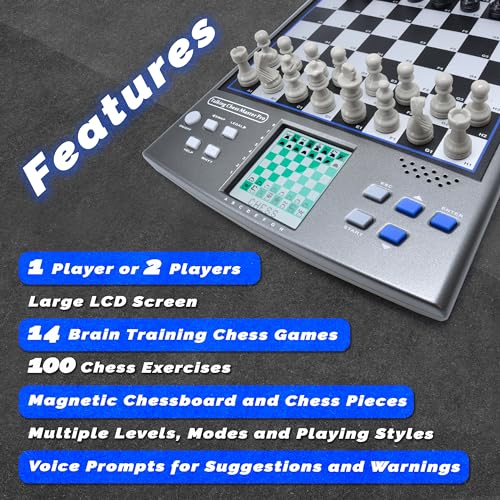 Set de ajedrez electrónico iCore con voz y 40 juegos miniatura 6