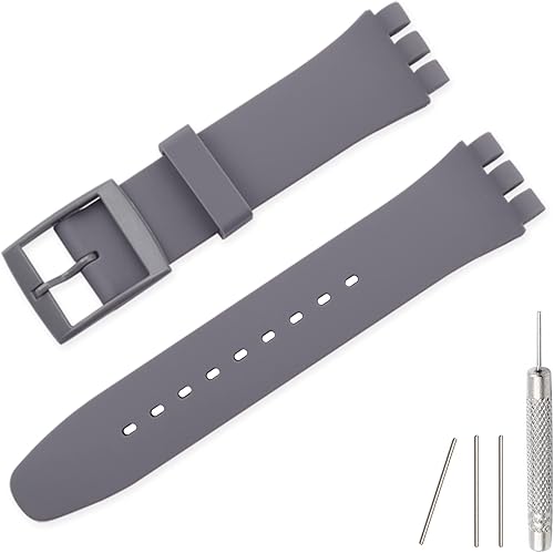 Vista 65 de Lijinlan Correa de silicona de repuesto para Swatch de 0.669 in, 0.748 in, 0.787 in, correa de reloj impermeable para Swatch