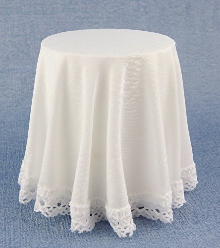 Maison de poupées table ronde miniature 1:12 et nappe blanche Melody Jane