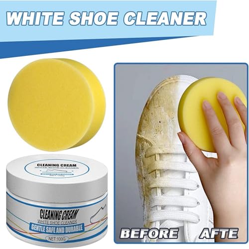 Image of White Shoe Cleaning Cream Stain Remover,Shoes Whitening Cleaning,Stain Remover Cleansing Cream for Shoe,Sneaker Cleaner White Shoes,for Leather Shoes,Sports Shoes,Canvas Shoes