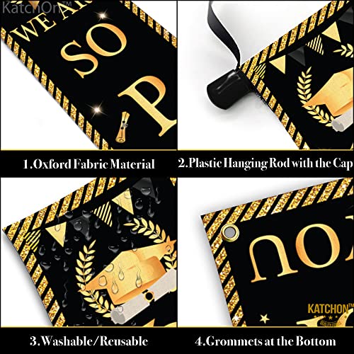 Image of Graduation Decorations 2026 | Congrats Grad Door Banner - Large 72x12 Inch, NO DIY | Congrats Grad Banner for Black and Gold Class of 2026 | Graduation Door Banner 2026 | KatchOn