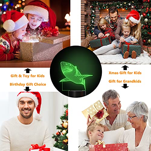 3D-Illusionslampe Hai Nachtlicht mit Fernbedienung – 16 Farben für Kinderzimmer, lustige Geschenke für kleine Hai-Fans! 🦈💡 – Bild 7