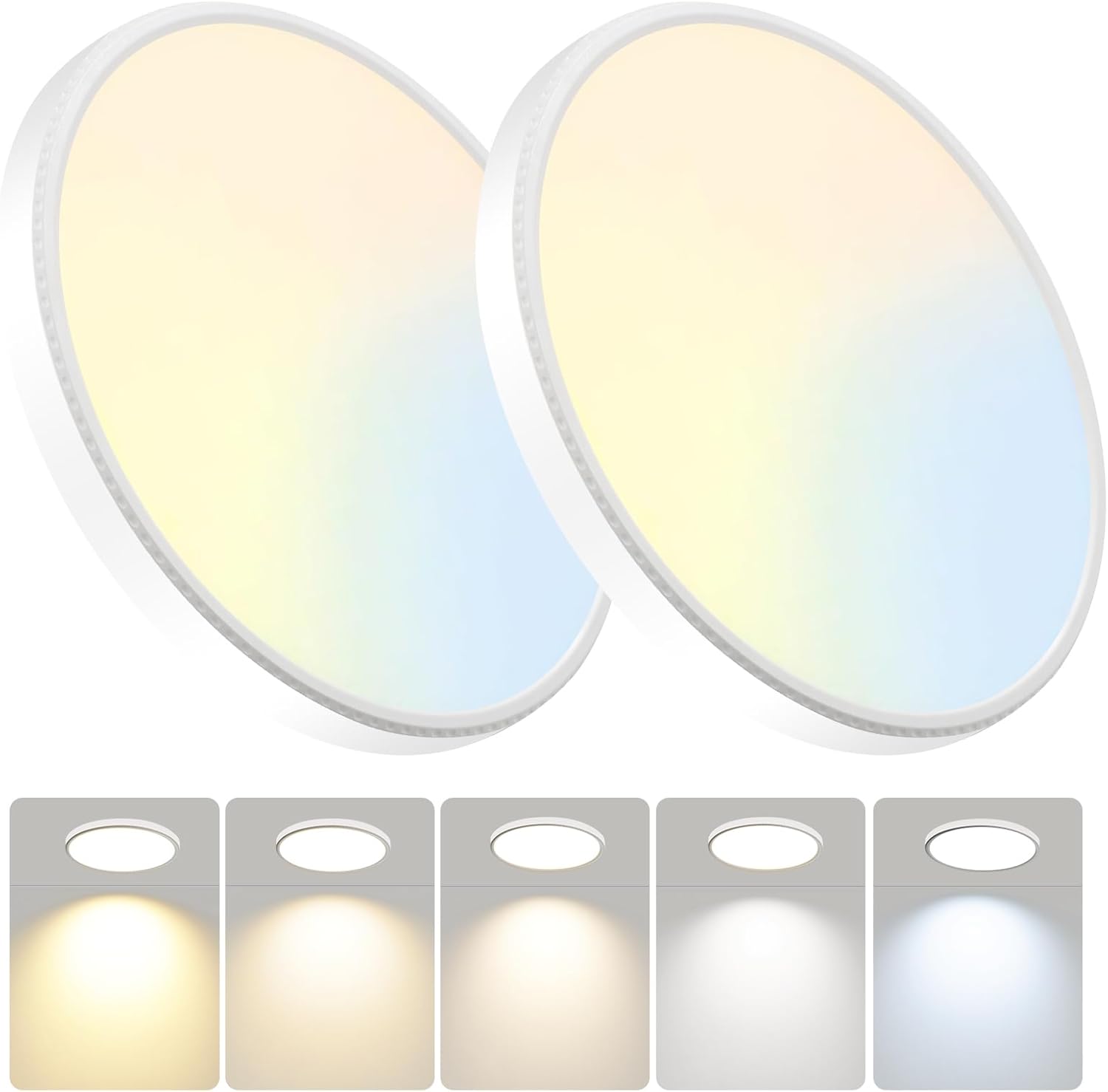 Two Pack 4700lm LED Flush Mount Ceiling Light, Super Slim 16 inch 5000K LED Ceiling Light for Bedroom, Living Room, Dining Room (White)