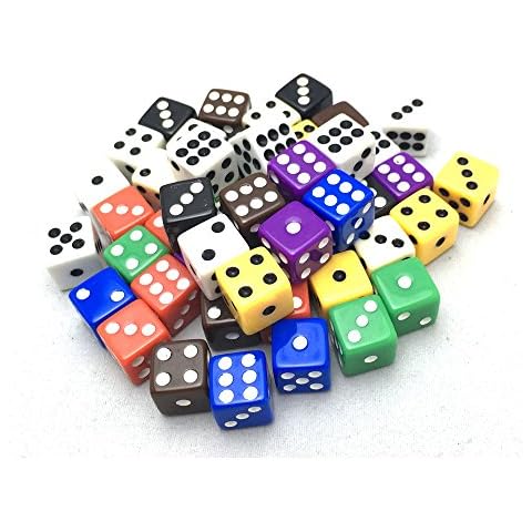 Smartdealspro 50-Pack D6 Six Sided 12mm Opaque Dice Die-Random Color(at least 5 colors) Cover