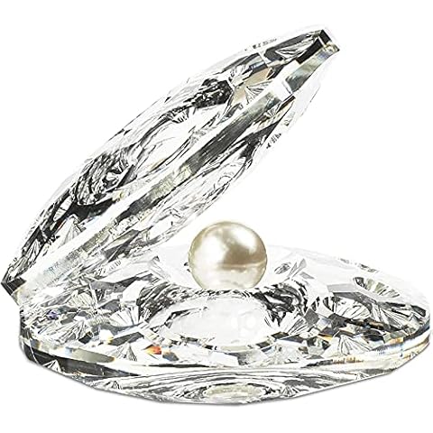 Crystal Seashell, Glass Figurine with Pearl for Wedding Gift (4 x 3 x 2.6 in) Cover
