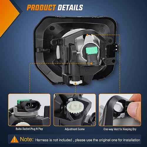 Image of Nilight Fog Lights Assembly Compatible with 2016 2017 2018 2019 2020 2021 2022 2023 Toyota Tacoma SR SR5 Model Only Replacement Yellow Lens Driver and Passenger Side
