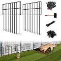 10 Panels Garden Animal Barrier Fence, 10.8ft(L) x 12in(H) No Dig Decorative Fence, 1.2in Spike Spacing Rustproof Metal Garden Fence Border for Dogs Rabbits, Bottom Blocker for Outdoor Yard Patio