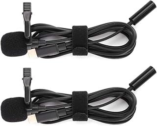 2 In 1 Lavalier Microphone,2Pcs Type‑C 2 In 1 Mini Tie Clip Lavalier Microphone,Mini Lavalier Microphone Omnidirectional for Outdoor Interview Live Broadcast Speech Video Shooting