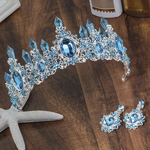 Diamentowa Tiara niebieski zielony czerwony kryształ diadem dla panny młodej korony wspaniały diadem ze strasami dla księżniczki nakrycie głowy ślubne akcesoria do włosów