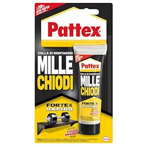 Pattex Millechiodi Forte & Rapido, adesivo di montaggio extra forte che sostituisce viti e fori al muro, adesivo bianco con effetto ventosa, 1x100g blister