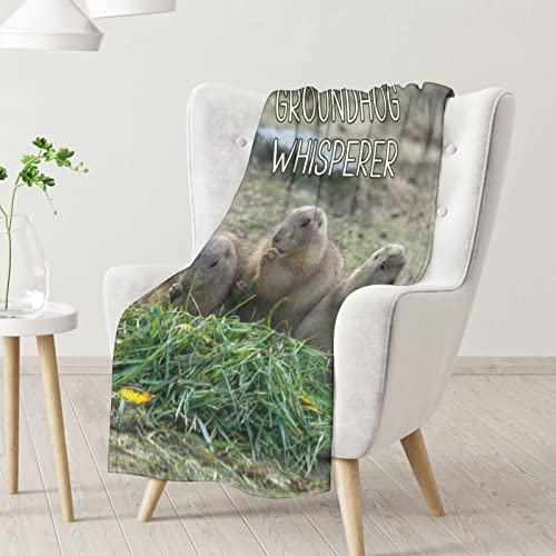 Groundhog Throw Blanket - Soft, Fuzzy & Warm - 40x50 Inches Flannel Blankets for Travel, Office - Colorful Cute Throws Gift for Kids