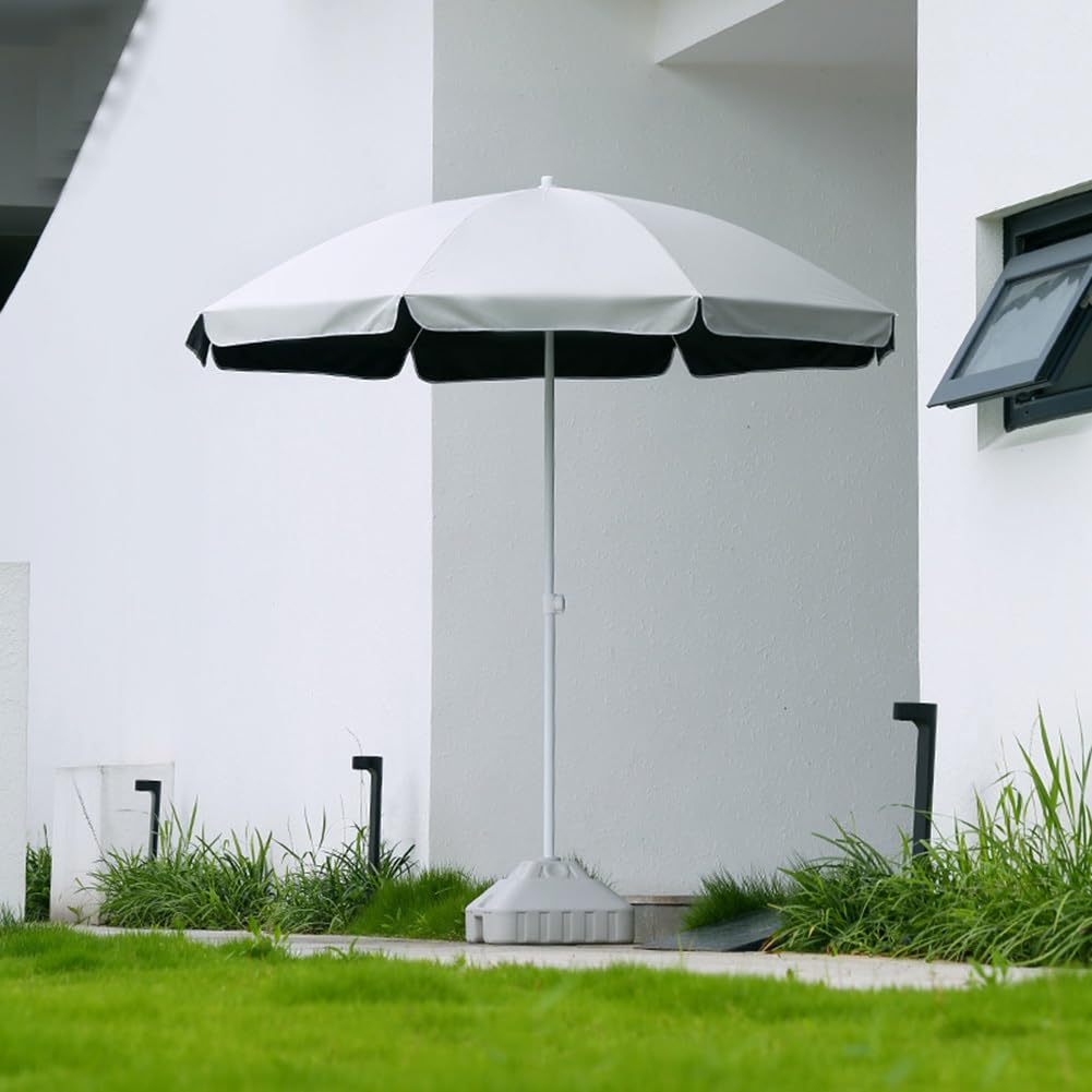 Ombrellone da spiaggia bianco per esterni, ombrellone rotondo portatile con telo impermeabile a 2 livelli, protezione solare 50+ per patio, terrazzo e tavolo.