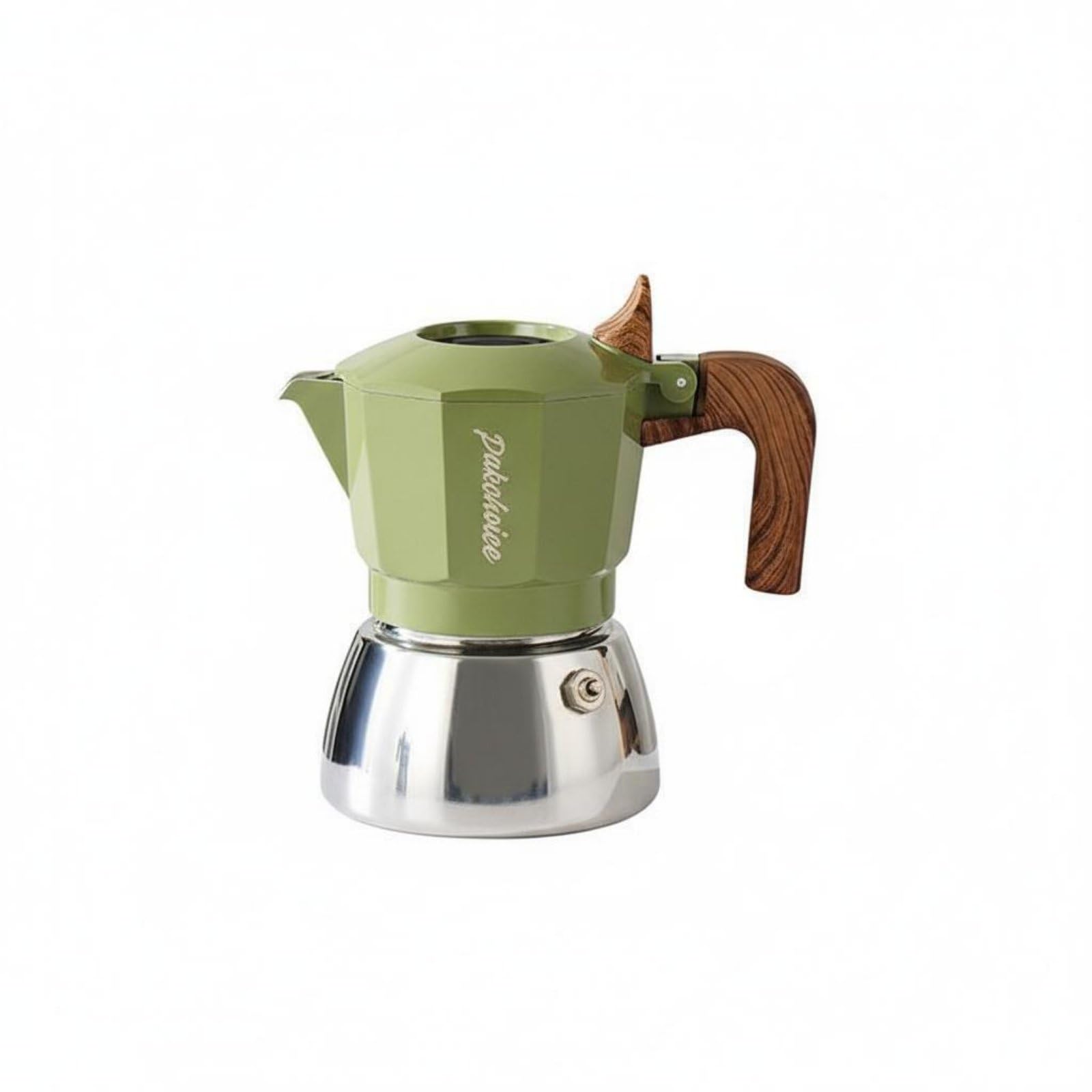 Qianly Cafetera Cafetera Italiana de Acero Inoxidable Mango Ergonómico Termoaislante Cafetera Cafetera Italiana para Inducción Extracción a Alta Presión, Verde, Acero Inoxidable