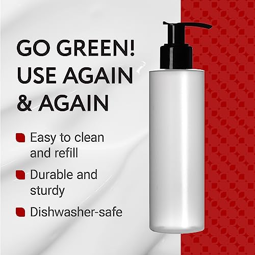 Impresa Plastic Pump Dispenser Bottles for Lotion, Massage Oil, Shampoo and More - Refillable, BPA Free Clear, Frosted Empty 8oz Containers - Fit Into Holsters - 6 Pack 8 Oz Lotion Bottle2